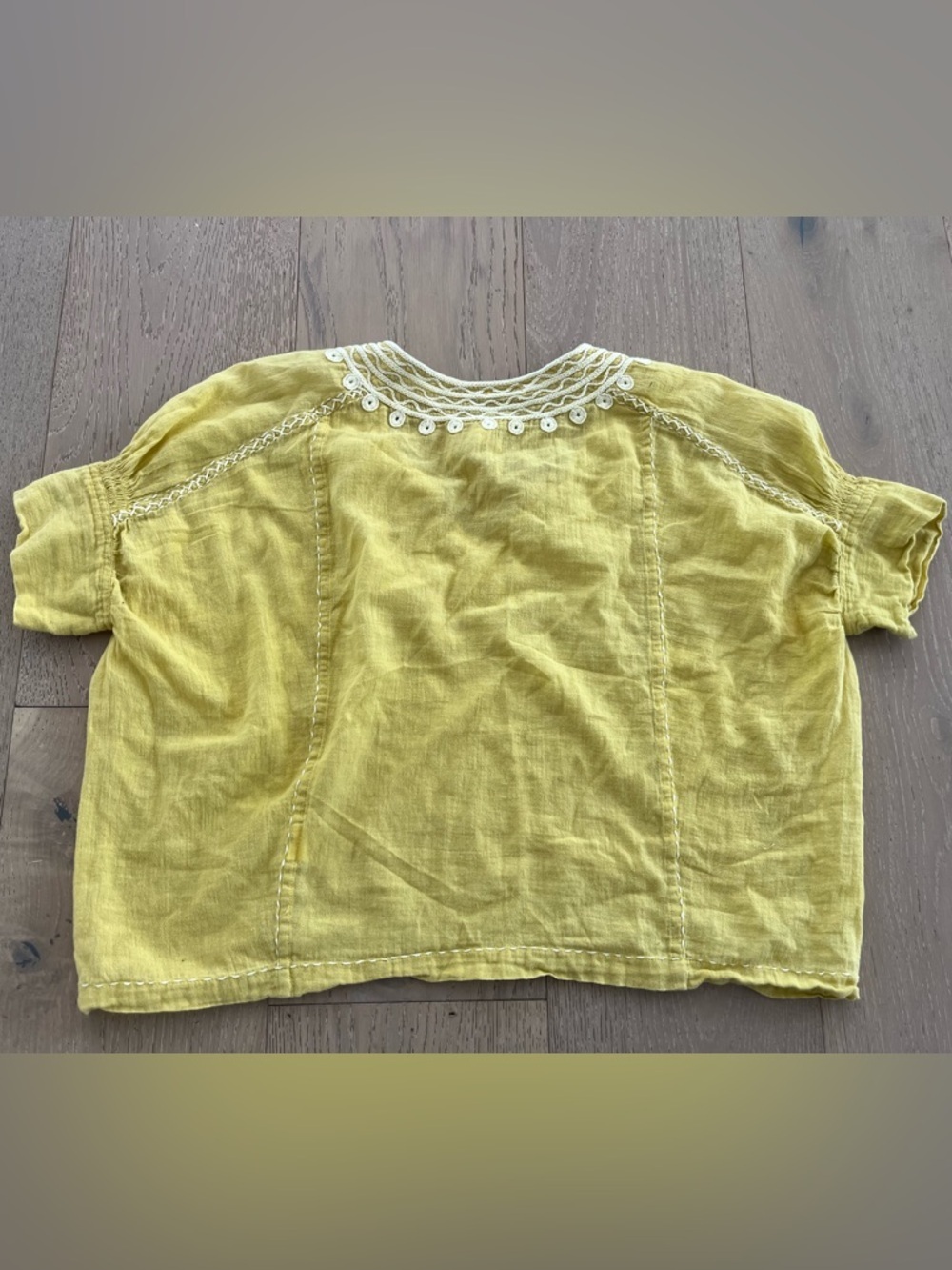 Matta Yellow Embroidered Boho Cotton Top XS - Picture 6 of 6